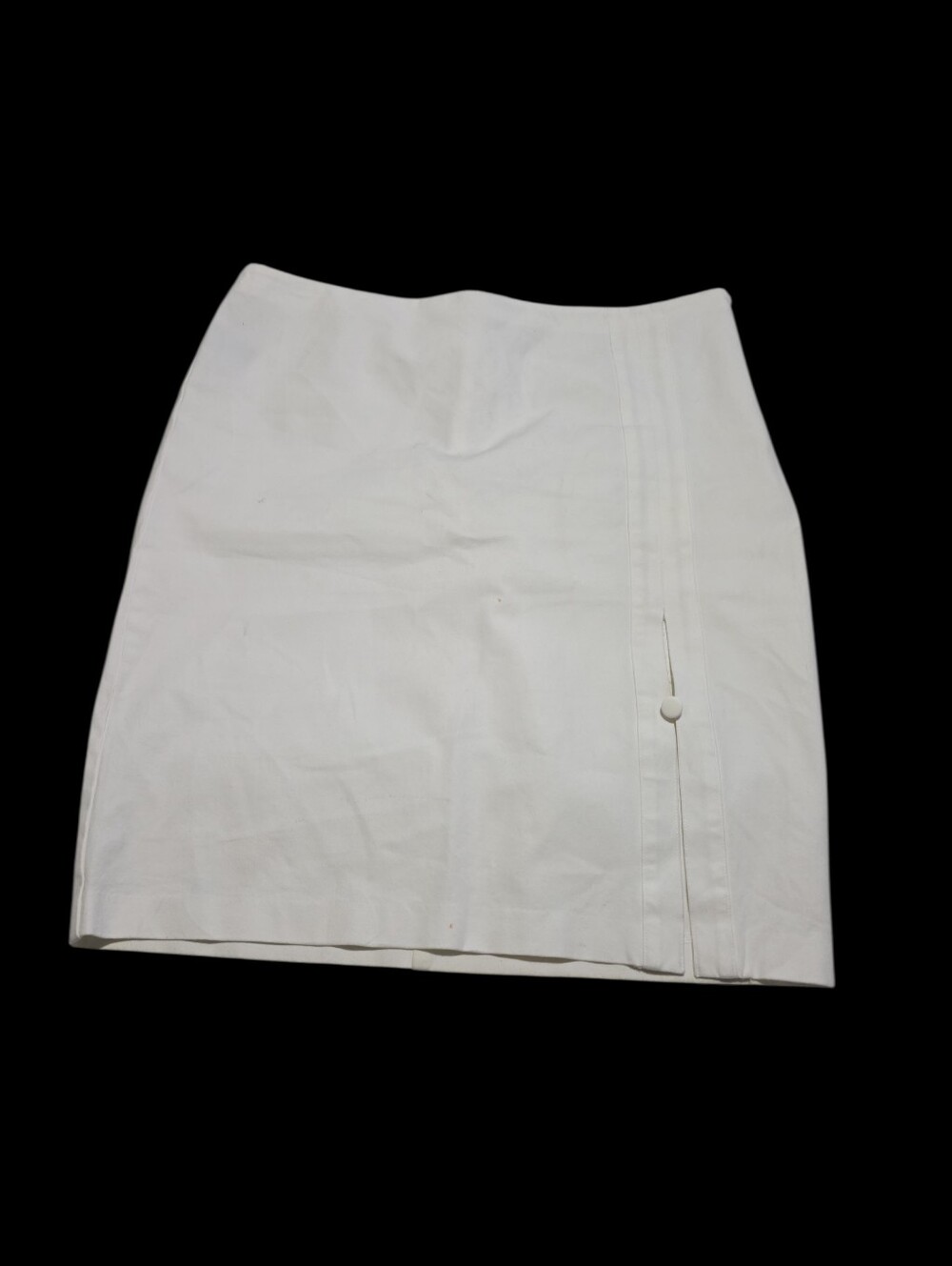 Ralph Lauren White Cotton Pencil Skirt with Side Button 14 Stretchy